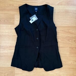 GAP Women's Black Button Down Vest